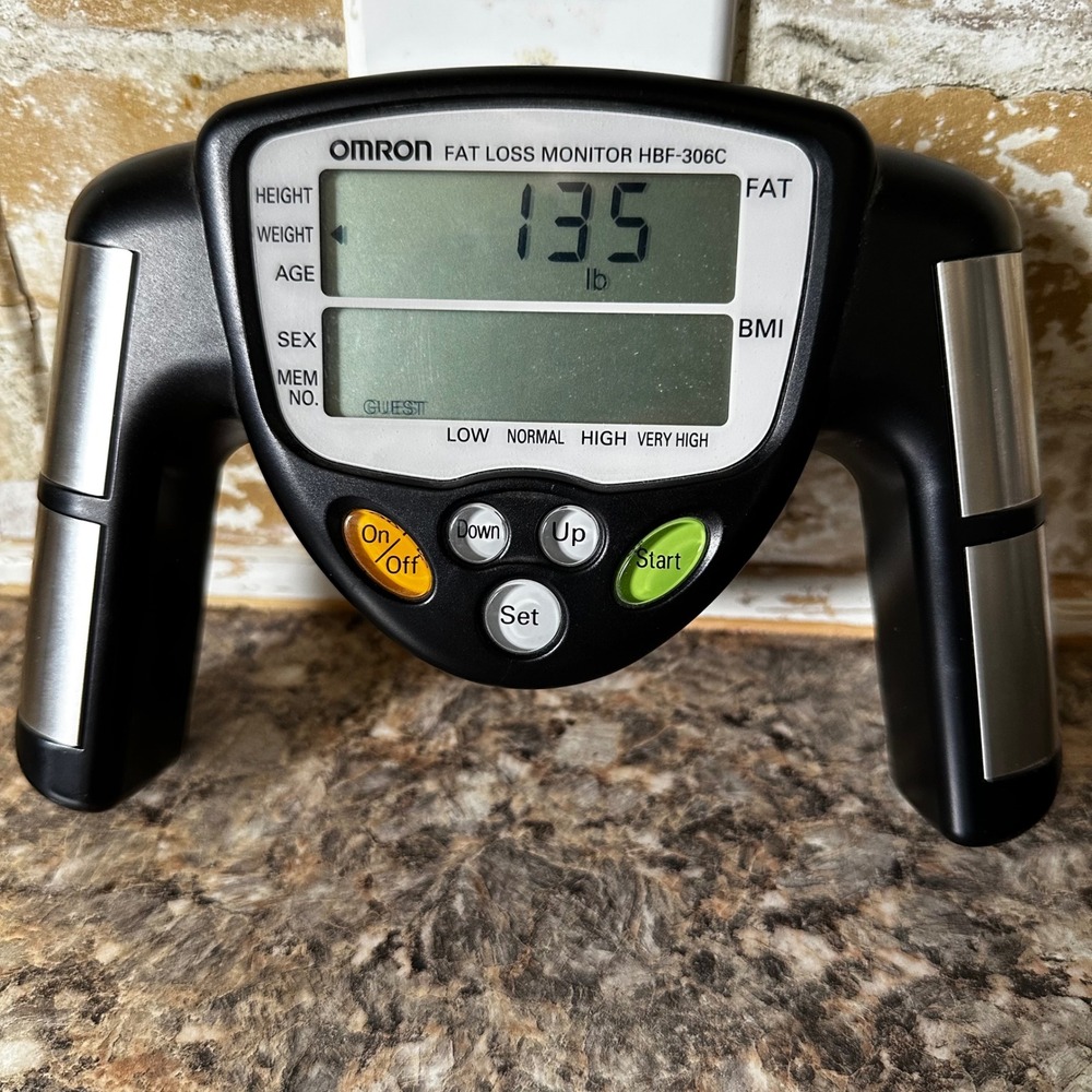 Omron Fat Loss Monitor Unisex OS Black Good Handheld BMI HBF-306C Digital Track